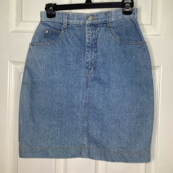 VINTAGE Y2K Gloria Vanderbilt Jean mini skirt Sz 6 - Picture 2 of 10